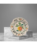 ITALIAN Pottery Accent Plate Hand Painted Peach Fruit Reticulated Signed... - £17.40 GBP