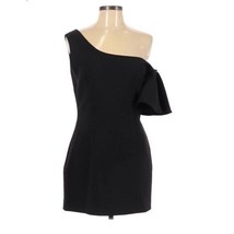 Saloni One Shoulder Asymmeric little black Mini Dress Crepe Sz 10 - £86.73 GBP