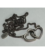 VTG James Avery Double Heart Linked Necklace 925 Silver Adjustable Lengt... - $1,831.14 MXN