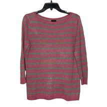 Talbots Petites Sweater Size SP Pink Green Striped 100% Linen Womens  - £15.50 GBP