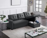 Convertible With Storage Chaise And Pull-Out Bed, Button Tufted Backrest... - $1,084.99