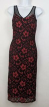 Almost Famous Dress Size M Lace Black Red Floral Sleeveless - $28.01