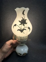 Rare Vintage Milk Glass Raised Brass Flower GWTW Hurricane Electric Wall Sconce - £23.73 GBP