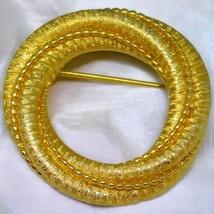 Signed Trifari Brooch Round Shaped Open Work Textured Gold Tone Vintage - $21.78