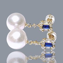 Radiant Edison Natural White Round Cultured 10.5 - 11mm Pearl Dangle Earrings - £96.67 GBP