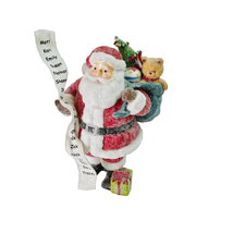 Frosted Santa with Sack Named List Ceramic Figurine 8 Inch Christmas Holiday - £19.34 GBP