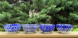 4 Set Signature Housewares Cereal Soup Bowls Tie Dye Coordinating Designs BLUE - $36.99