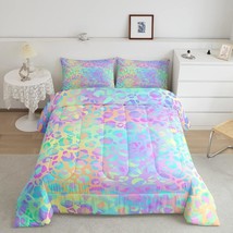 Girls Colorful Leopard Comforter Set Safari Cheetah Print Bedding Set Modern Leo - £63.14 GBP