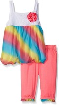 Baby Girls Rainbow Print Chiffon Top &amp; Capri Legging Size 3-6 Months KEN... - £3.53 GBP
