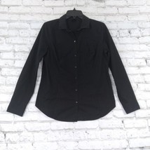 Worthington Womens Button Up Blouse 8 Black Long Sleeve Collared Career  - £14.14 GBP