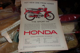 full page color vintage magazine advertisement for the Honda Sport 65 Motorcycle - £7.90 GBP