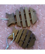 Vtg Teak Wood Fish Trivets Mid Century Modern Hanging Wall Decor MCM 196... - $54.07