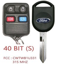 Ford 4B Remote + Ford H84 4D63 Uncut Chiped Key (S) Ford LOGO USA Seller A+++ - £11.03 GBP