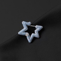 S925 Silver Five-pointed Star Heart Shaped Earring Geometric Rectangle Earring N - £17.05 GBP