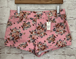 Forever 21  Pink Floral Denim Jean Shorts Button Fly Casual Festival Siz... - £17.58 GBP