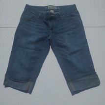 Mossimo Medium wash Cuffed Crop Denim Blue Jeans Size 11 Fit 6 - £9.50 GBP