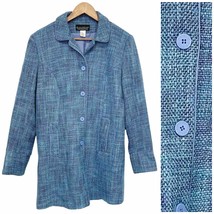 Dialogue Vintage 90s Womens Long Blazer Tweed Blue Button Front Size 10 - £25.37 GBP