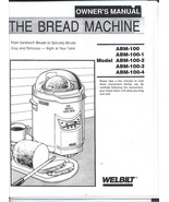 OEM Welbilt Dak ABM100 Bread Machine User Manual & Recipes Booklet - $17.99