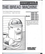 OEM Welbilt Dak ABM100 Bread Machine User Manual & Recipes Booklet - $341.93 MXN