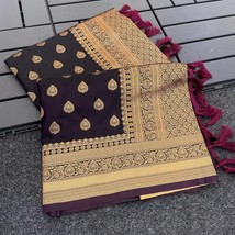 Banarasi Satin Silk Saree , Zari weaving border and booti work, Rich Hea... - £82.21 GBP