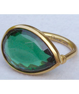 Baccarat Marie Helene Taillac GREEN Crystal Pear Ring 18K GOLD Size 7 (5... - £276.55 GBP