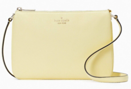 Kate Spade Leila Triple Gusset Pale Yellow Leather Crossbody NWT WKR00448 - £79.36 GBP