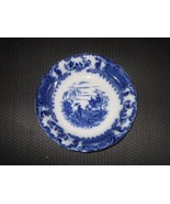 Upper Hanley Pottery Geisha Flow Blue Soup Bowl, Antique c1895-1900 England - $37.62