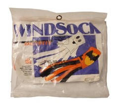 Vtg Halloween Orange/Black Bats &amp; Moon 40&quot; Windsock Heartline Indoor Outdoor Nos - £16.23 GBP
