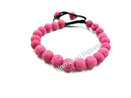 Pink Lava 8x8 mm Round Beads Thread Bracelet TB-81 - £5.62 GBP