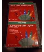 2 Multicolor LED Mini Lights Christmas 200 Count Merry Brite - $22.20