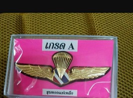 Gold plate Royal Thai Police jump Parachutist Wing Badge Pin - $27.12