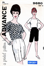 Misses Bermuda Shorts & Shirt 1950's Advance Pattern 9680 Size 12 Uncut - £15.72 GBP