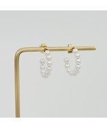 18K Gold Stainless Steel C-shaped Pearl Hoop Earrings, Gift for Her - £14.55 GBP