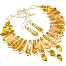 Golden Rutile Lemon Topaz Gemstone Handmade Ethnic Necklace Jewelry 18&quot; SA 4401 - £25.74 GBP