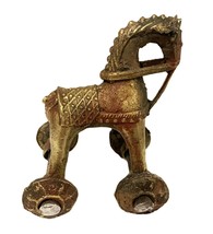 Vintage India Trojan Horse on Wheels Bronze Display Figure - £61.88 GBP