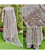 Pakistani Light Purple double Long Maxi Style Embroidered Sequins net Dr... - €144,31 EUR