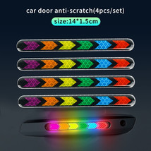 4Pcs Colorful Reflective Strip Car Door Handle Safety Warning Sticker Trim - £6.29 GBP
