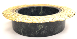 Vintage Green Marble &amp; Brass Wine Bottle Coaster Or Holder - £41.01 GBP