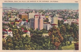 Hollywood California CA 1939 Aerial View Pasadena to Winfield KS Postcard D16 - £2.24 GBP