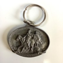 Vtg 1986 Charles Russell On The Warpath Pewter Siskiyou Buckle Co Keychain - $9.00