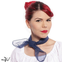 Navy Blue Sheer Chiffon 50s Style Scarf - 24&quot; Square for Neck Head Hair ... - £10.02 GBP