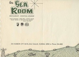 The Sea Room Placemat Harbor City Blvd Eau Gallie Florida 1968 - £14.16 GBP