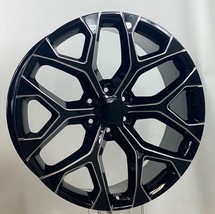 Chevy 22&quot; Gloss Black Milled Snowflake Wheels 2000-2025 Silverado Tahoe ... - $989.01