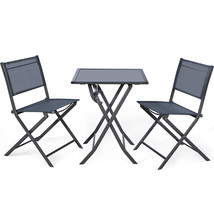 3PCS Bistro Set Garden Backyard Table Chairs Outdoor Patio Furniture Fol... - £183.04 GBP