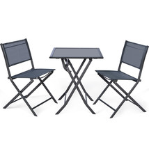 3PCS Bistro Set Garden Backyard Table Chairs Outdoor Patio Furniture Fol... - £180.93 GBP