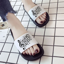 Newest Summer Slippers Lady Fun Sheet Music Slippers Women Slides Open Toe Indoo - £17.66 GBP