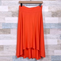 Ann Taylor Jersey High Low Hem Skirt Orange Pull On Stretch Casual Womens XS - £15.49 GBP