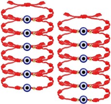 12PC Evil Eye Red Bracelet Women Men 7 Knot Lucky Handmade Braided String Adjust - £23.76 GBP
