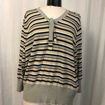 Jones New York Black Tan Stripe Knit Top Size 3X - £11.93 GBP