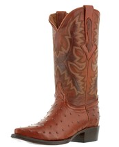 Mens Cowboy Boots Rodeo Dress Cognac Ostrich Print J Toe Botas Hombre Si... - $138.59